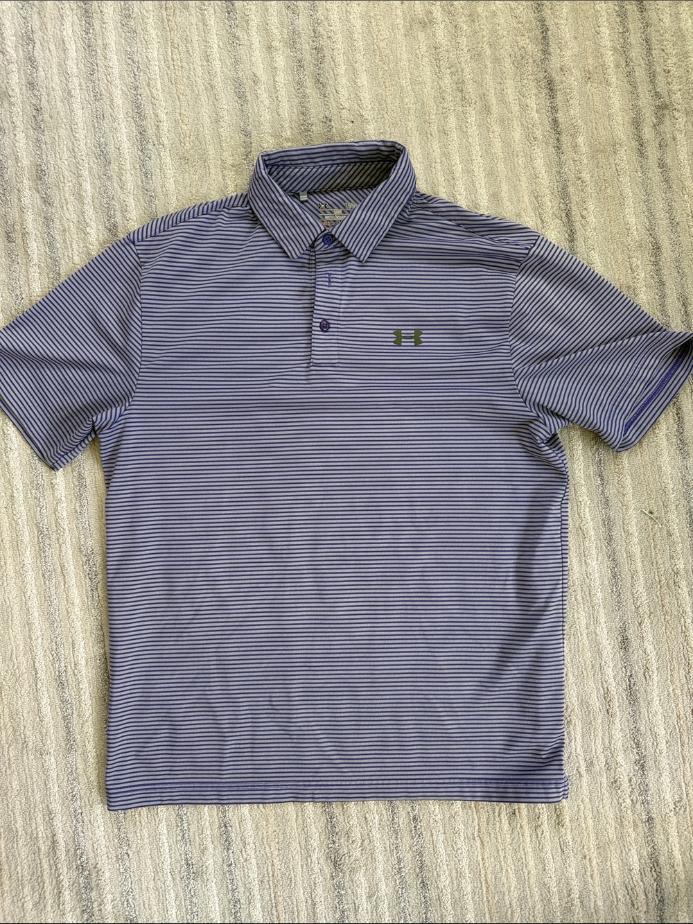 Under Armour Men’s Purple and White Striped Polo